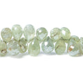 9x5-11x6mm Mystic Prehnite tear drop briolette beads 7.5 inch 67 pieces