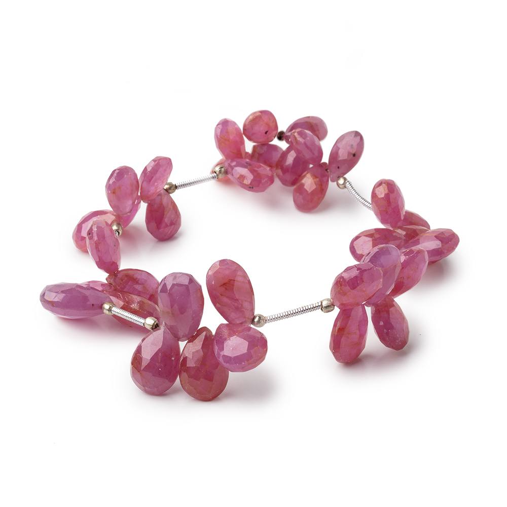 7x6-13x8mm Ruby Faceted Pear Beads 8 inch 28 pieces AA