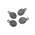 9x6mm Black Gold Bezel Metallic Platinum Drusy Oval Pendant Set of 4 Pieces