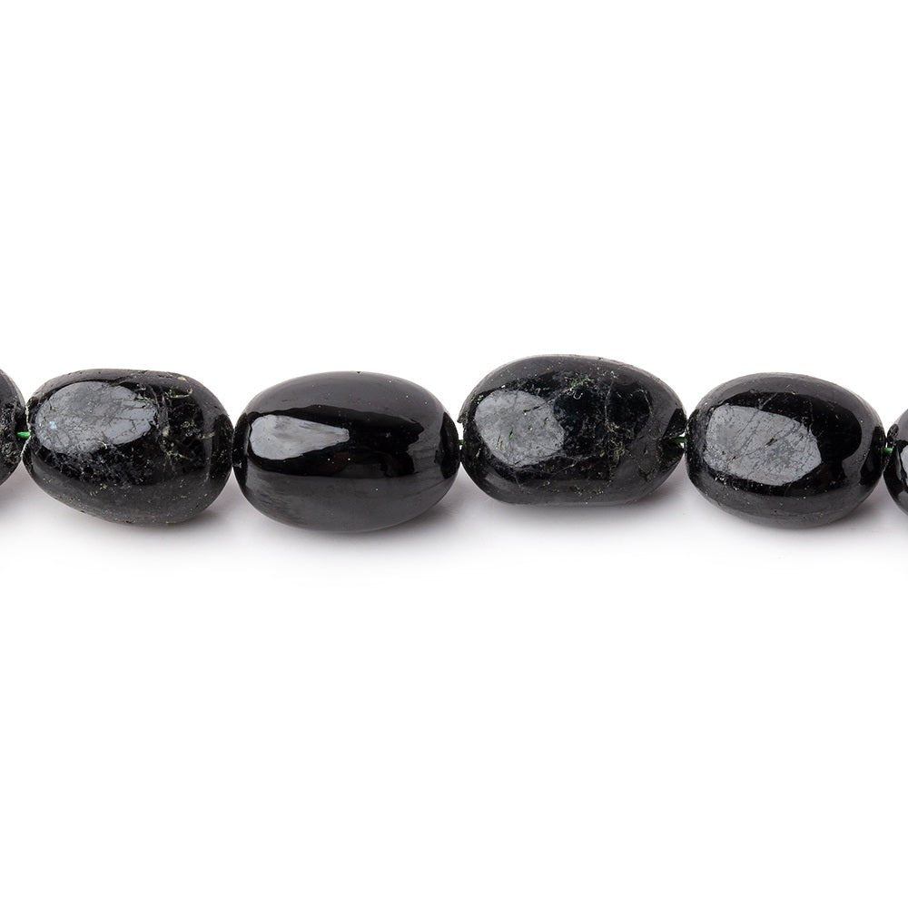 9x7-11.5x9mm Black & Green Tourmaline Plain Nugget Beads 15.5 inch 36 pieces