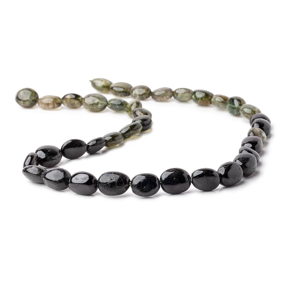 9x7-11.5x9mm Black & Green Tourmaline Plain Nugget Beads 15.5 inch 36 pieces