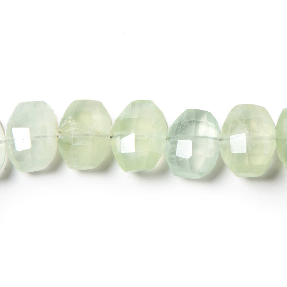Prehnite side drilled Faceted Cushion Beads 6 inch 18 pcs 9x7-11x8mm