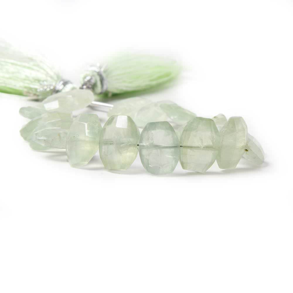 Prehnite side drilled Faceted Cushion Beads 6 inch 18 pcs 9x7-11x8mm