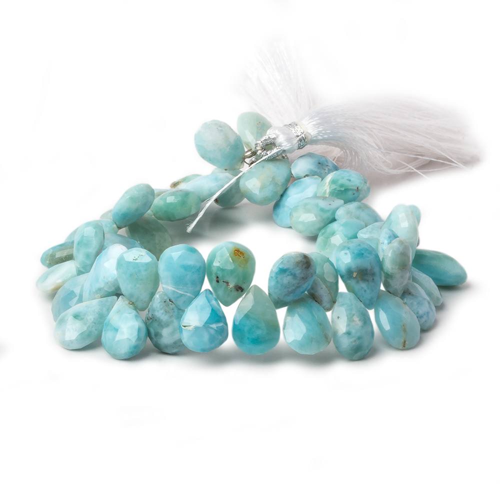 6x9mm Larimar faceted pear briolette beads 8 inch 49 pieces A