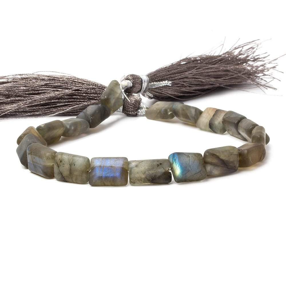 9x5mm Matte Labradorite plain rectangle beads 7.5 inch 17 pieces
