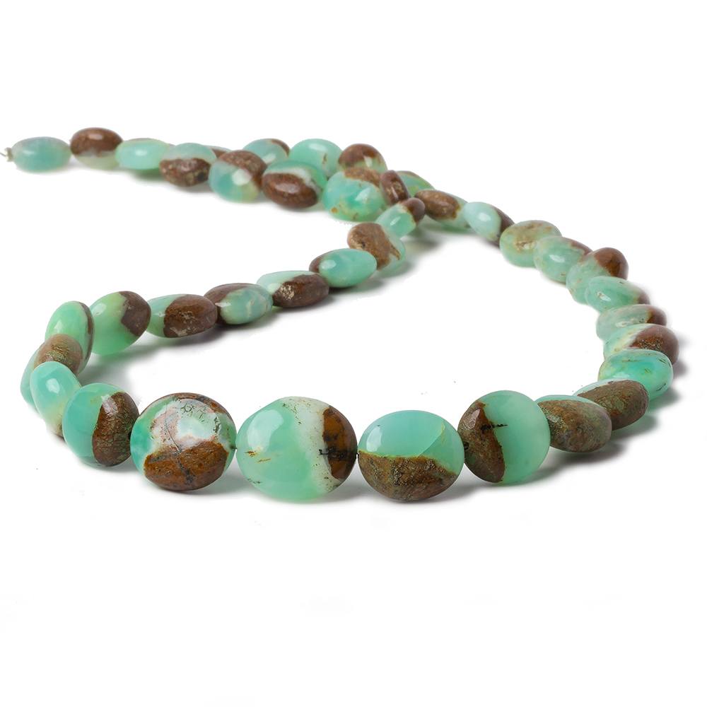 9x7-15x13mm Chrysoprase and Iron Ore Matrix plain nugget beads 18 inch 40 pieces A