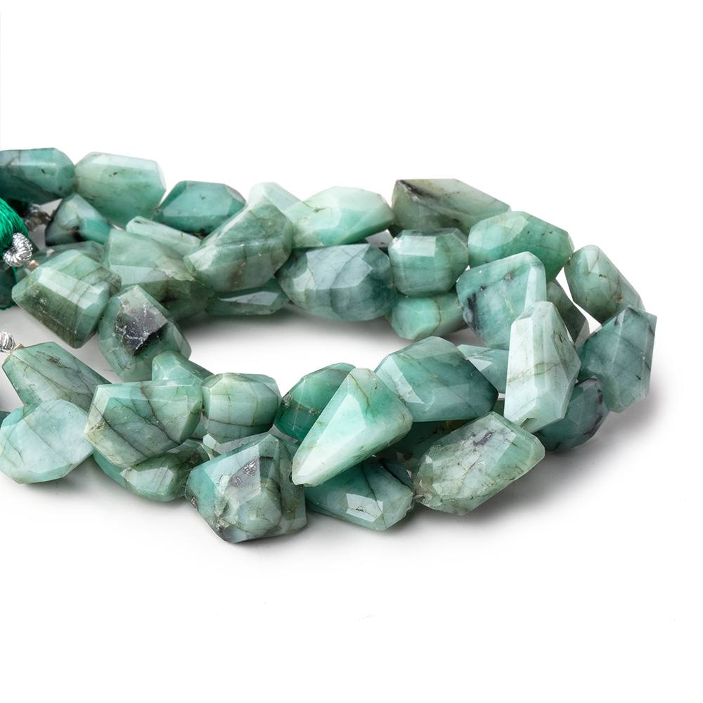 9x7-17x9mm Brazilian Emerald faceted nugget beads 8 inch 15 pieces