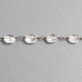 9x7mm Crystal Quartz faceted oval Black Gold plated Chain by the foot 20 beads