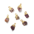 9x7mm Gold Leafed Pink Tourmaline Natural Crystal Focal Pendant 1 piece