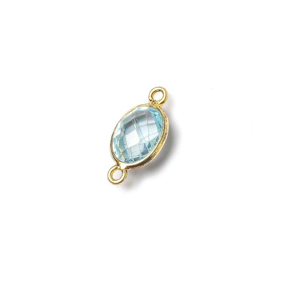 9x7mm Vermeil Bezel Sky Blue Topaz faceted oval Petite Connector 1 piece