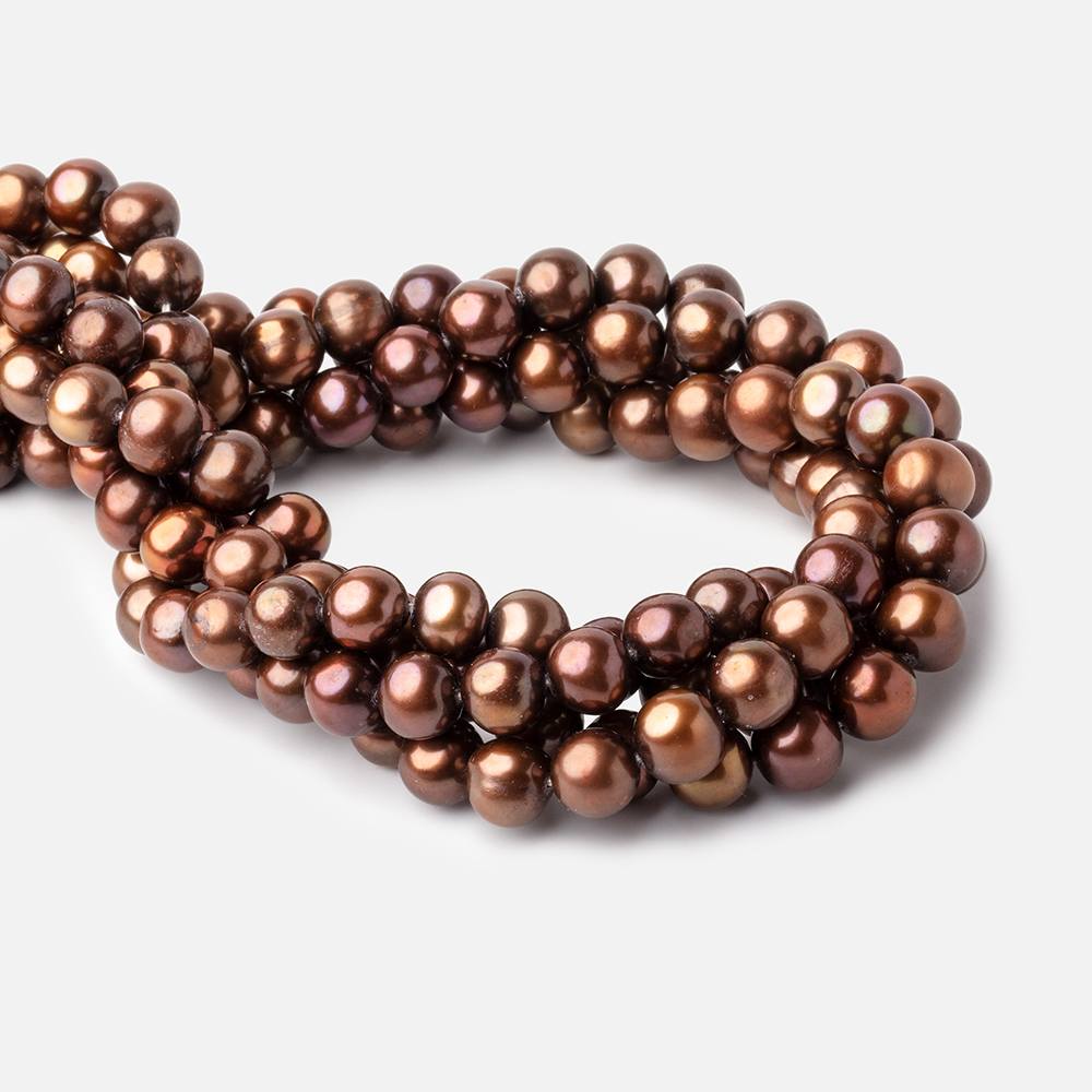 9-10mm Chocolate Brown Off Round Pearl Beads 15 inch 46 pieces