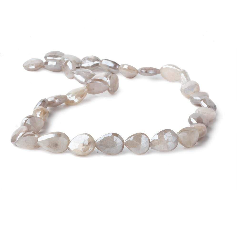 9x8-13x8mm Mystic Greyish Cream Moonstone faceted pears 14 inch 29 beads