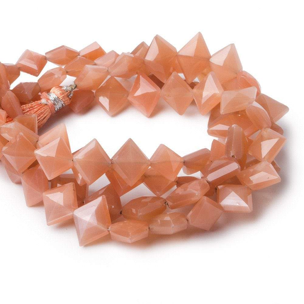 Angel Skin Peach Moonstone Side Drilled Faceted Kite Beads 8 inch 23 pieces