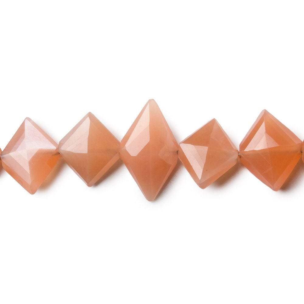 Angel Skin Peach Moonstone Side Drilled Faceted Kite Beads 8 inch 23 pieces