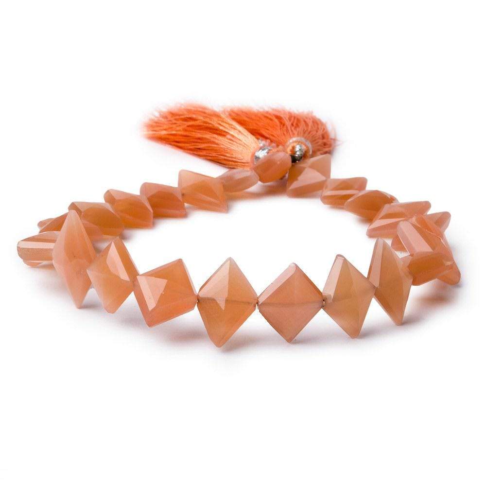 Angel Skin Peach Moonstone Side Drilled Faceted Kite Beads 8 inch 23 pieces