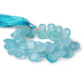 9x9-11x11mm Key West Blue Chalcedony faceted hearts 8 inch 55 beads AAA