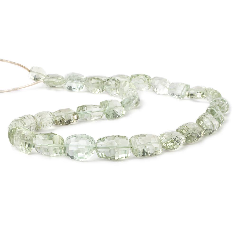 9x9-14x9mm Prasiolite concave faceted rectangles 14.5 inch 33 beads AAA