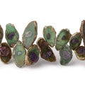 9x9-16x9mm Red & Green Bi-Color Corundum Crystal Slices 7.5 in 36 pcs