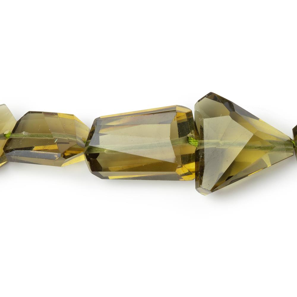 9x9-18x12mm Olive Green Quartz Faceted Nugget 18 inch 36 Beads AAA