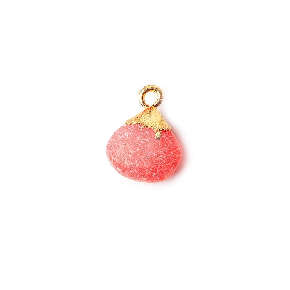 8mm Gold Leaf Frosted Watermelon Chalcedony plain heart Bead 1 piece