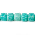 9x9mm Matte Amazonite plain cubes 7.5 inch 21 beads AA