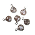 9x9mm Silver .925 Gold Bezeled Chocolate Brown Moonstone Heart Pendant 1 piece