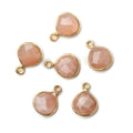 9x9mm Vermeil Bezeled Angel Skin Peach Moonstone Heart Pendant 1 piece