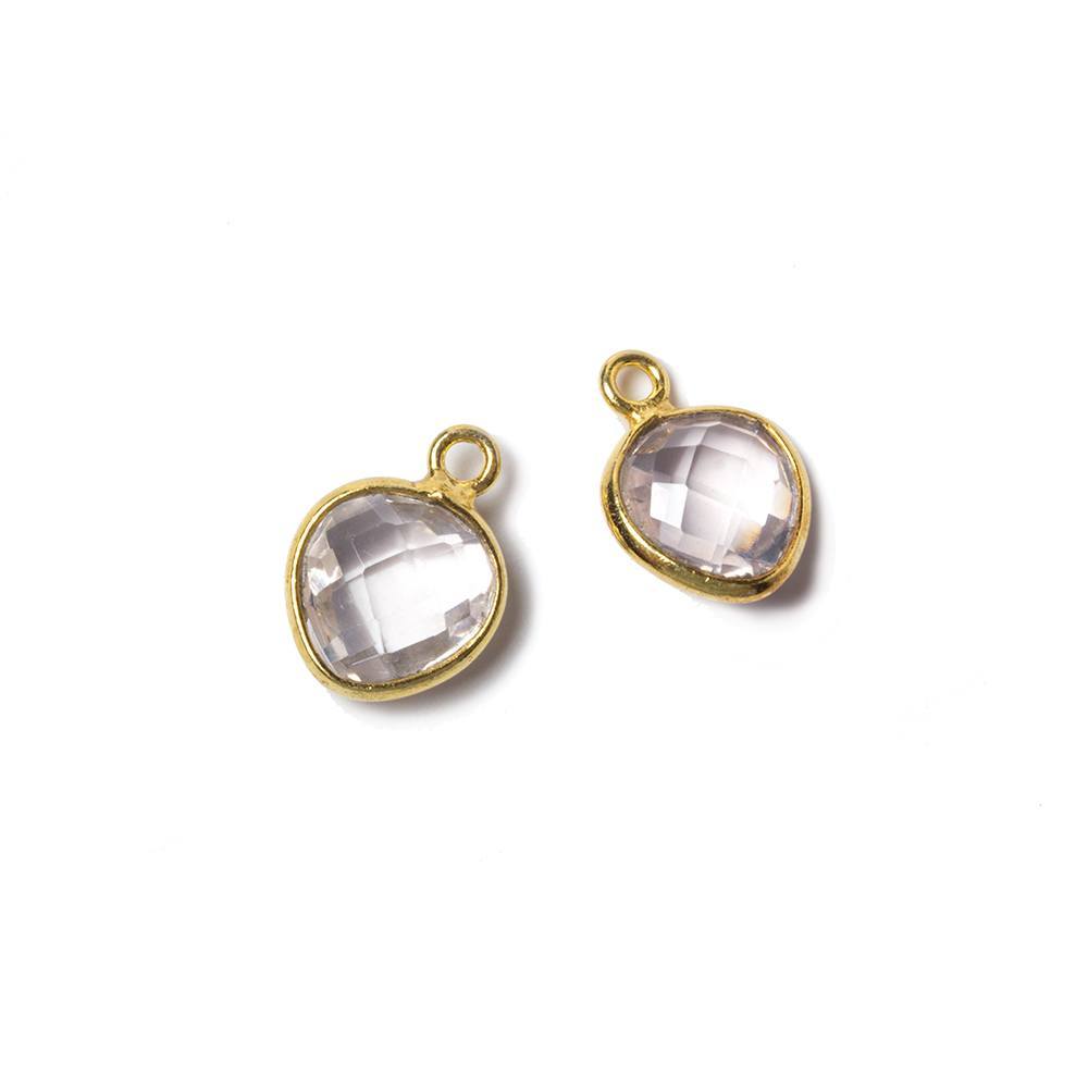 9x9mm Vermeil Bezeled Rose Quartz faceted heart Pendant
