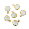 9x9mm Vermeil Bezeled White Moonstone Heart Pendant 1 piece