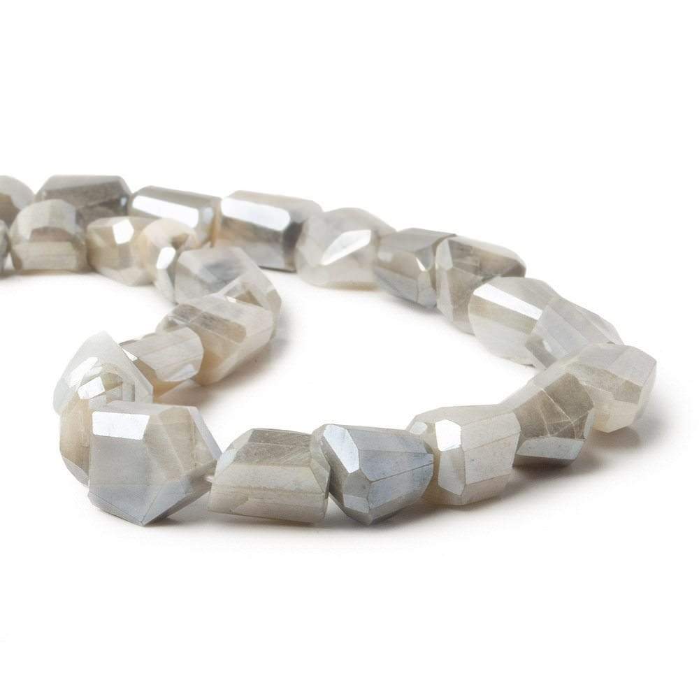 9x9-13x8mm Mystic White & Grey Moonstone faceted nuggets 12.5 inch 29 beads