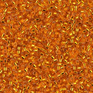 Miyuki Delica DB45 / DB045  11/0 Silver Lined Transparent Orange Cylinder/Tube Beads, 5 or 10 gm