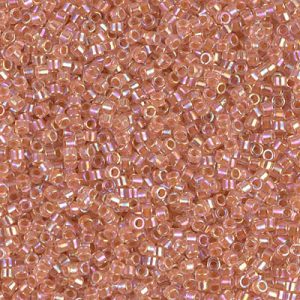 Miyuki Delica DB54 / DB054  11/0 Peach Lined Crystal AB Cylinder/Tube Beads, 5 or 10 gm