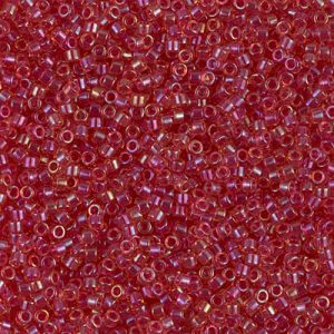 Miyuki Delica DB62 / DB062  11/0 Light Cranberry Lined Crystal Luster Cylinder/Tube Beads, 5 or 10 gm