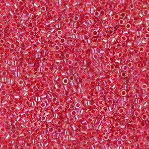 Miyuki Delica DB75 / DB075 11/0 Dark Rose Lined Crystal AB Cylinder/Tube Beads, 5 or 10 gm