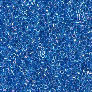 Miyuki Delica DB77 / DB077  11/0 Blue Lined Crystal AB Cylinder/Tube Beads, 5 or 10 gm