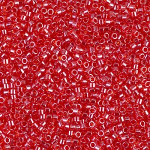 Miyuki Delica DB98 / DB098  11/0 Transparent Light Siam Luster Cylinder/Tube Beads, 5 or 10 gm