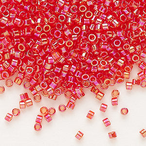 Miyuki Delica DB172 / DB0172 11/0 Transparent Red/Orange AB Cylinder/Tube Beads - 5 or 10 gm