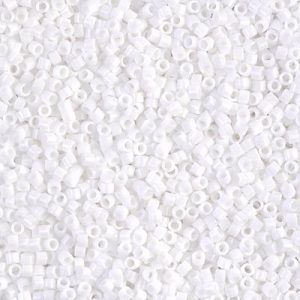 Miyuki Delica DB200 / DB0200  11/0 Opaque Chalk White Cylinder/Tube Beads, 5 or 10 gm