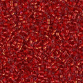 Miyuki Delica DB602 / DB0602  11/0 Silver Lined Transparent Outside Dyed Red Cylinder/Tube Beads, 5 or 10 gm