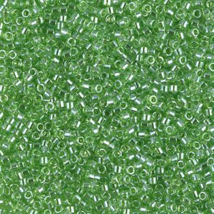 Miyuki Delica DB1226   11/0 Transparent Lime Green Luster Cylinder/Tube Beads - 5 or 10 gm