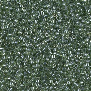Miyuki Delica DB1227   11/0 Transparent Olive Green Luster Cylinder/Tube Beads - 5 or 10 gm