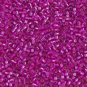 Miyuki Delica DB1340  11/0 Silver Lined Outside Dyed Bright Fuchsia Cylinder/Tube Beads - 5 or 10 gm