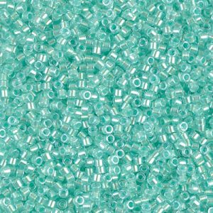 Miyuki Delica DB1707 Transparent Mint Pearl Lined Crystal Luster Cylinder/Tube Beads - 5 or 10 gm