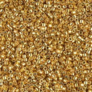 Miyuki Delica 11/0 DB1832 Duracoat Galvanized Gold Cylinder/Tube Beads - 5 or 10 gm