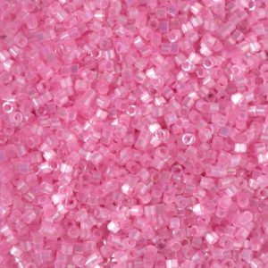 Miyuki Delica DB1875   11/0 Silk Inside Dyed Light Carnation Pink AB Cylinder/Tube Beads, 5 or 10 gm