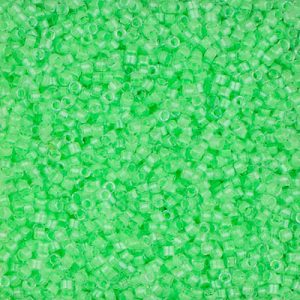 Miyuki Delica DB2040 11/0 Luminous Mint Green Lined Crystal Cylinder/Tube Beads - 5 or 10 gm