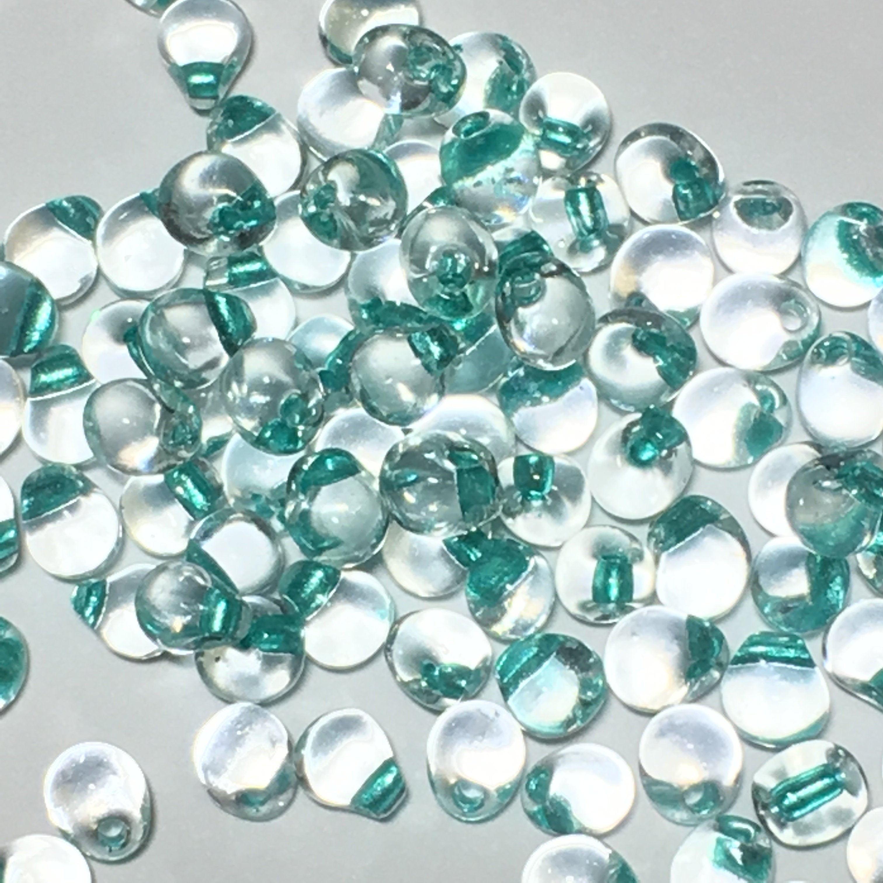 Miyuki Drop DP34-F38  3.4 mm  Aqua Sparkle Lined Crystal Beads - 5 gm