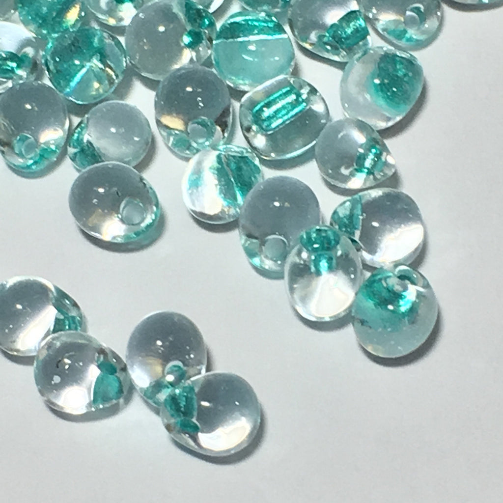 Miyuki Drop DP34-F38  3.4 mm  Aqua Sparkle Lined Crystal Beads - 5 gm