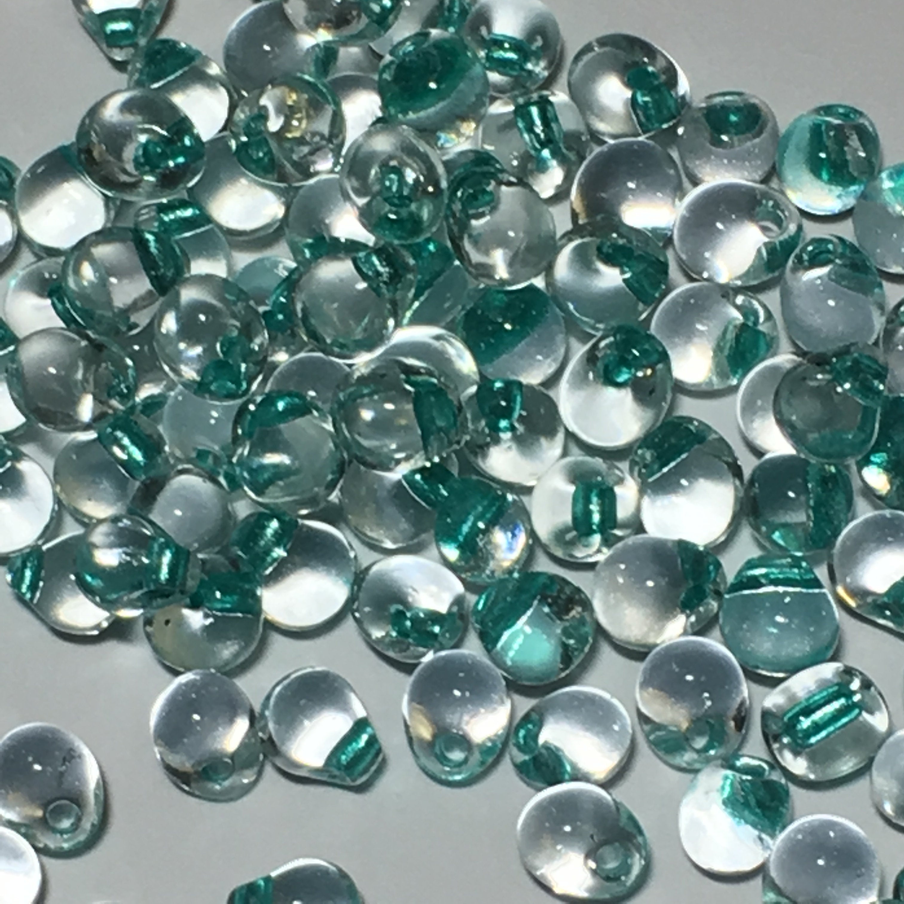 Miyuki Drop DP34-F38  3.4 mm  Aqua Sparkle Lined Crystal Beads - 5 gm