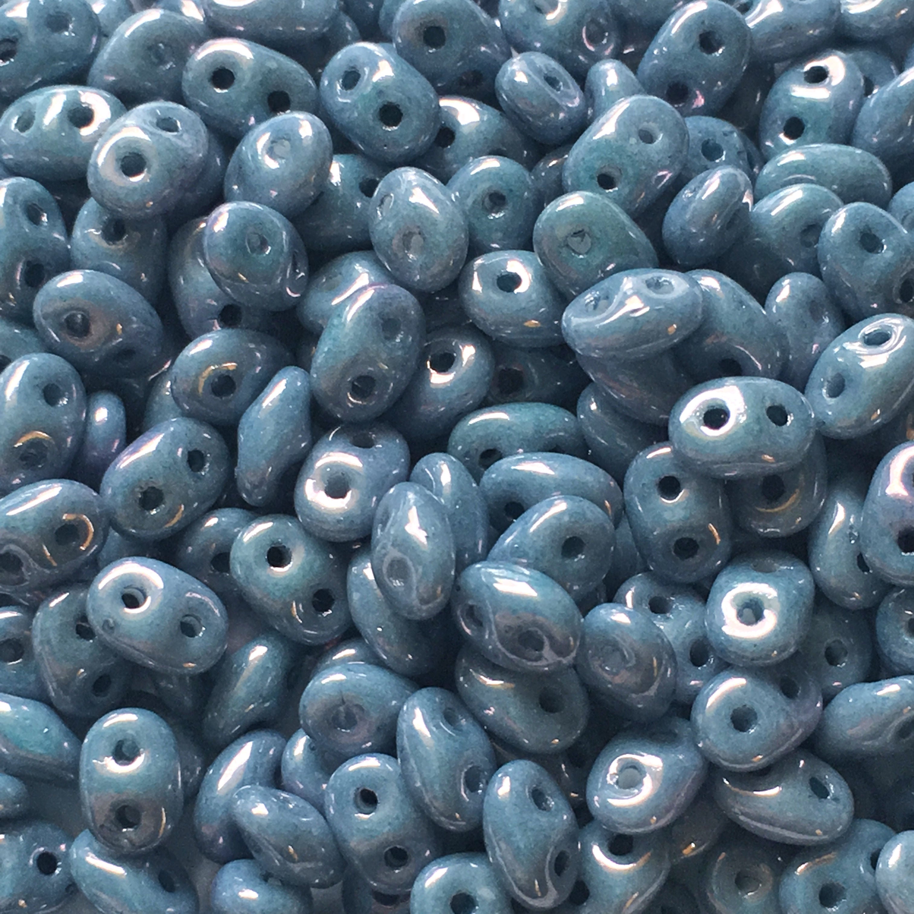 Matubo Superduo 2.5 x 5 mm 03000-14464  Blue Luster on Chalk Beads - 5 or 10 gm